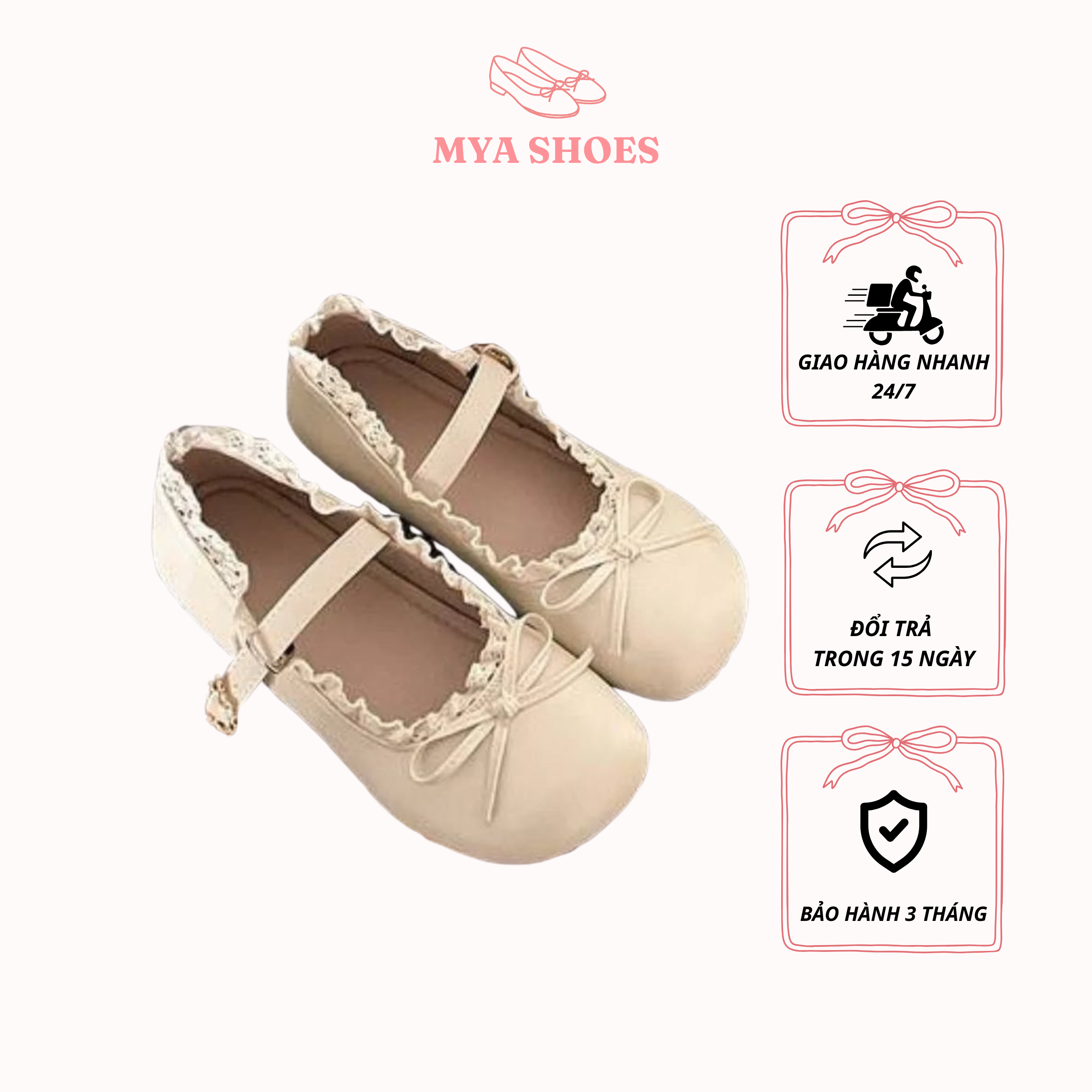 Giày MYA SHOES búp bê bệt phối ren pastel xin xắn đáng yêu cho mọi cô gái
