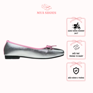 Giày MYA SHOES búp bê nơ xỏ chân màu xám thanh lịch, dễ phối
