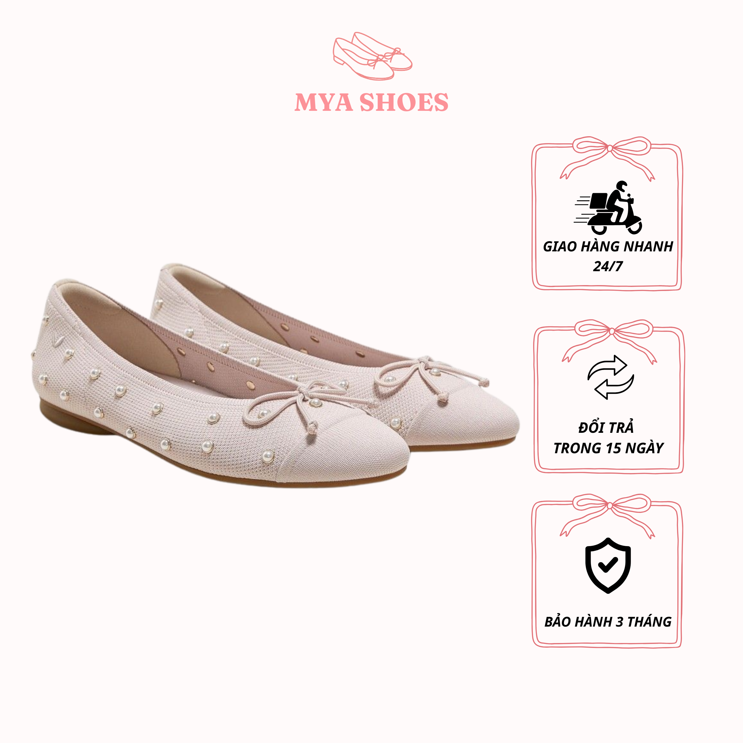 Giày MYA SHOES búp bê hai gam màu phong cách tối giản
